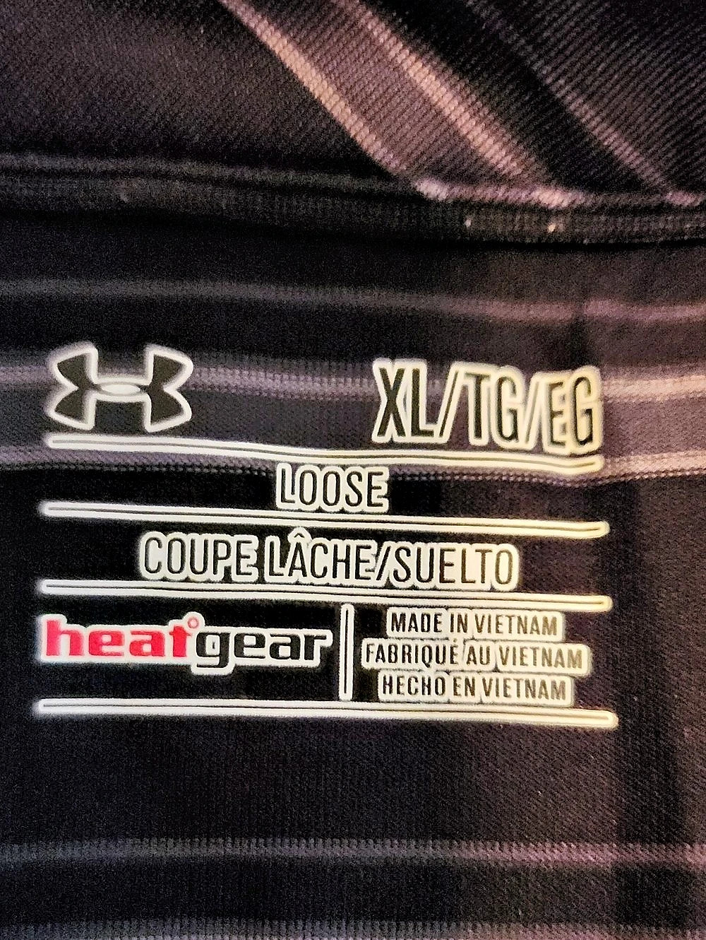 Under Armour HeatGear Striped Polo Shirt Black & Gray XL - Picture 3 of 5